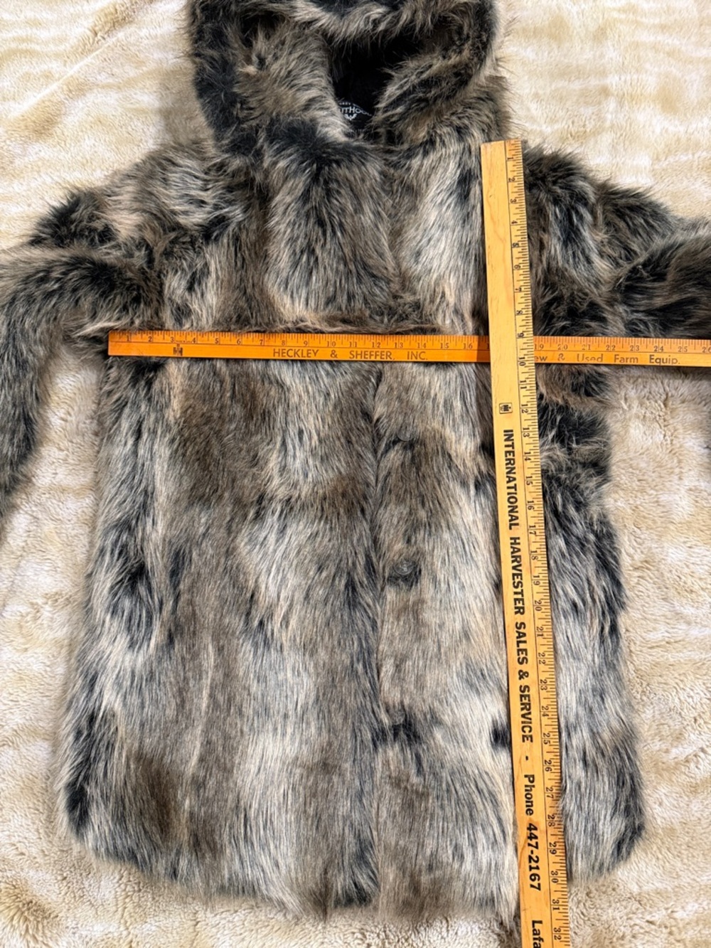 Vintage SPIRITHOODS 2019 Grey Wolf Med Classic Vegan Fur Peacoat Double Breasted - Picture 4 of 17